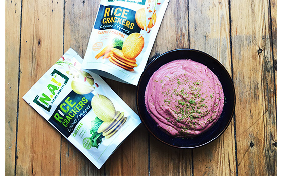 Hummus with beetroot and [N.A!] Rice Crackers - Na!